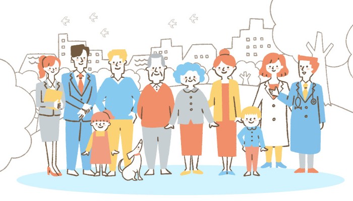 誰もが安心して長く暮らせる地域のイメージイラスト