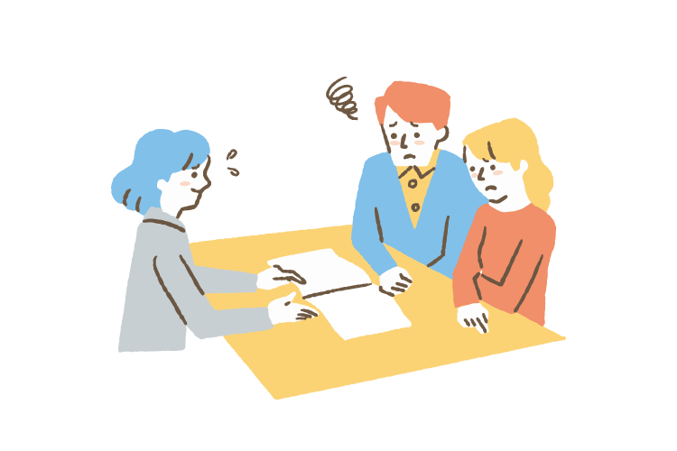 住民との合意形成に難航する様子のイメージイラスト