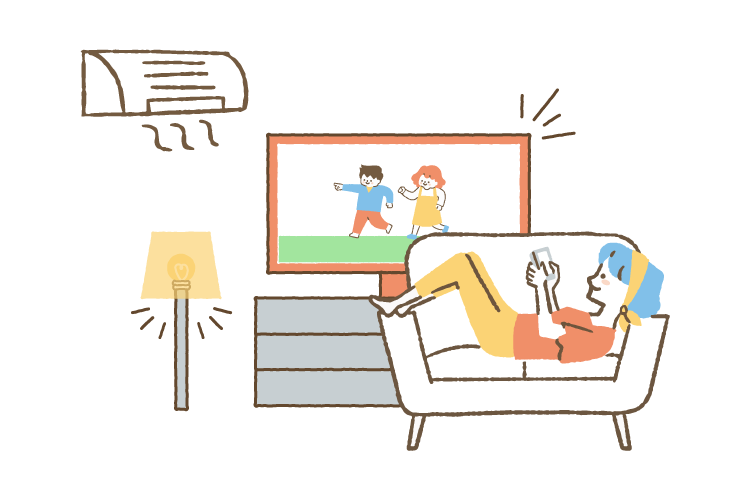 電力を無駄遣いする様子のイメージイラスト